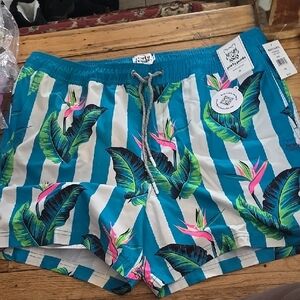 New Party Pants Tropical Striped Swim Shorts